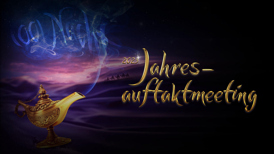 Plakat Jahresauftaktmeeting 2023, Illustration Thema 1001 Nacht