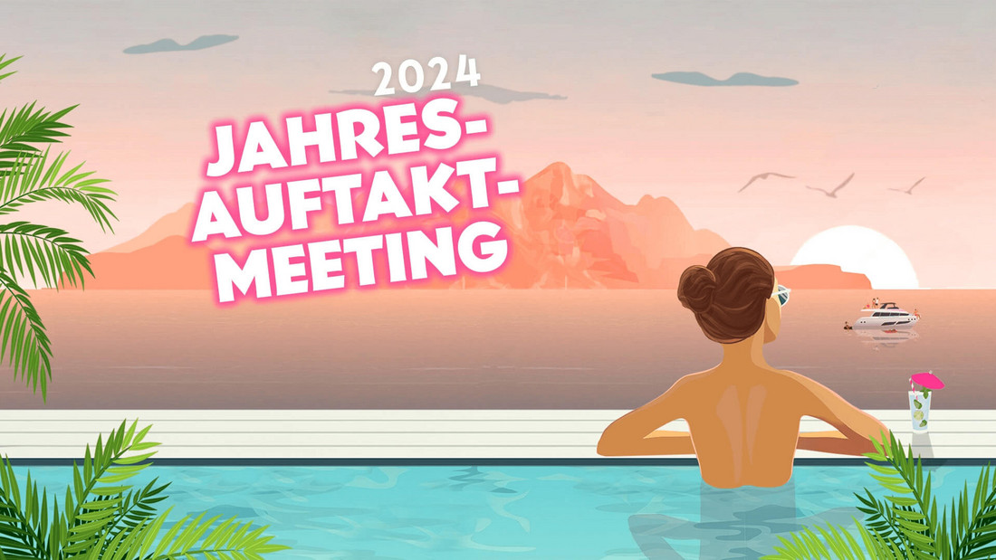 Plakat Jahresauftaktmeeting 2024, Illustration Thema Ibiza